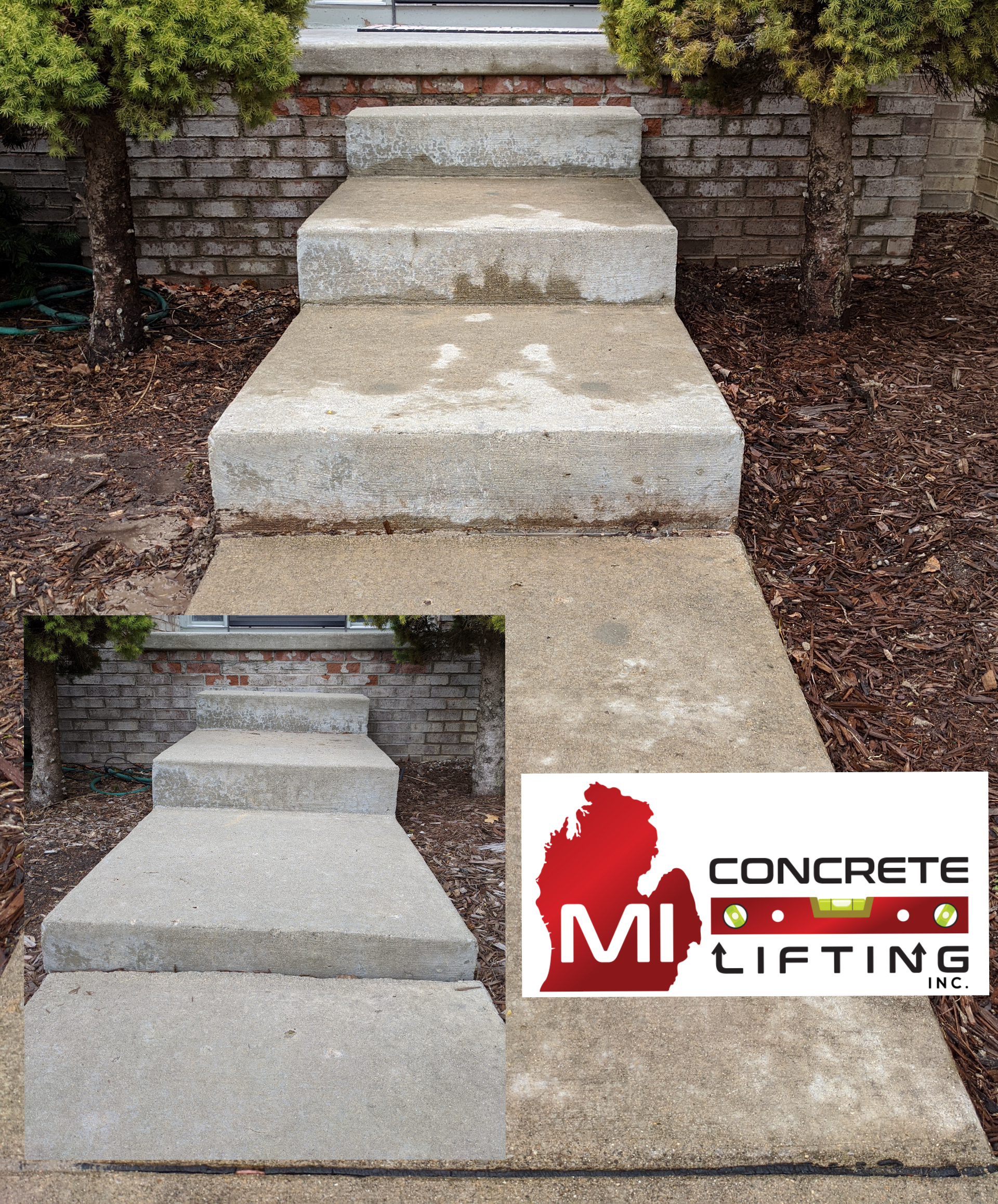 MI Concrete Lifting Michigan, porch and walkway lifted to level in Ypsilanti, MI